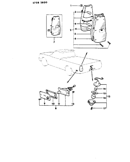 1985 Dodge Ram 50 Lamps - Rear Diagram