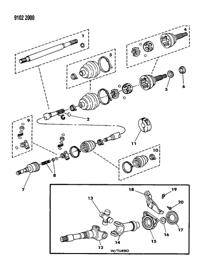 1989 Chrysler TC Maserati Shaft - Front Drive Diagram