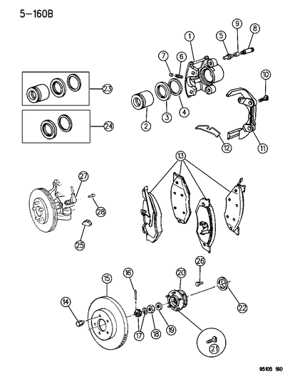 1995 Chrysler Town & Country Brakes, Front Diagram 2