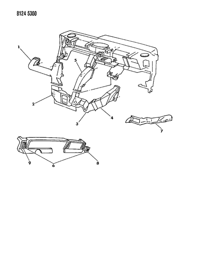 1988 Chrysler LeBaron Air Distribution Ducts, Outlets Diagram