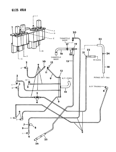 1986 Dodge 600 Hose Expanded End Diagram for 4201264