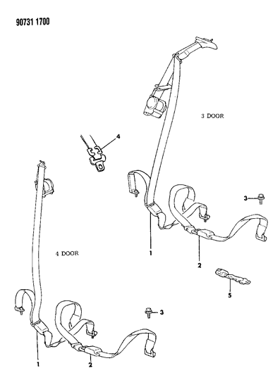 1990 Dodge Colt Belt Seat Rear Diagram