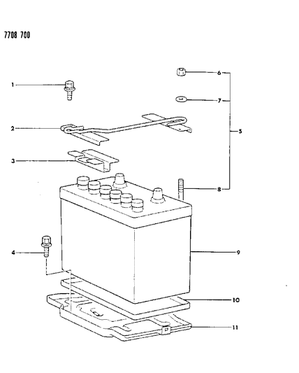 1988 Chrysler Conquest Battery Tray Diagram