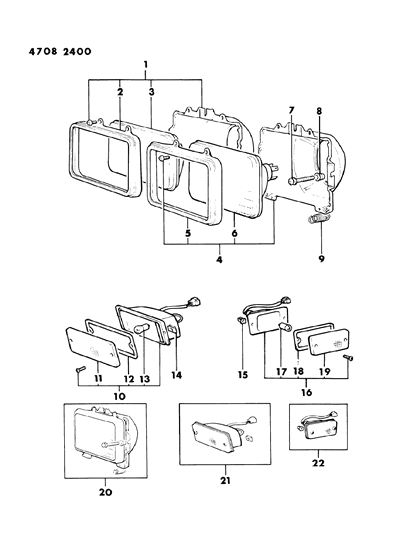 1984 Dodge Ram 50 Lamps - Front Diagram