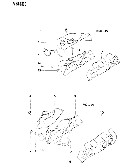 1988 Dodge Colt Manifold - Exhaust Diagram