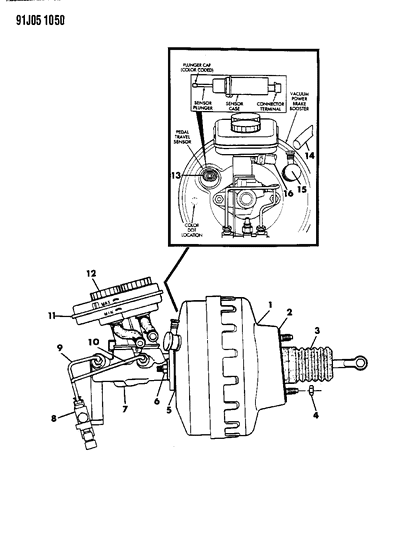 1993 Jeep Grand Cherokee Sensor Package, Brake Pedal Travel Diagram for 4713078