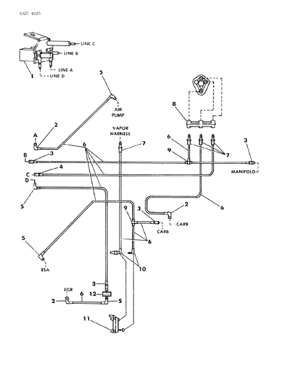 1985 Dodge Ram Wagon EGR Hose Harness Diagram 6