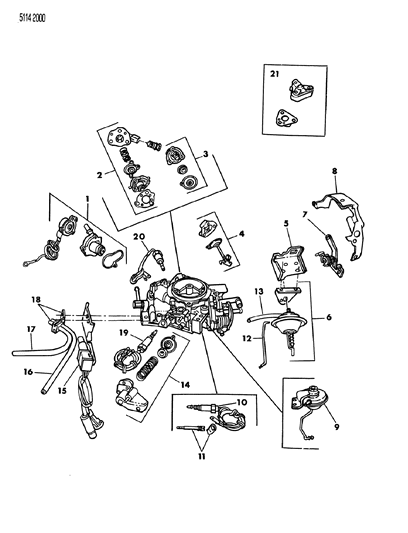 1985 Chrysler Laser Carburetor External Components Diagram