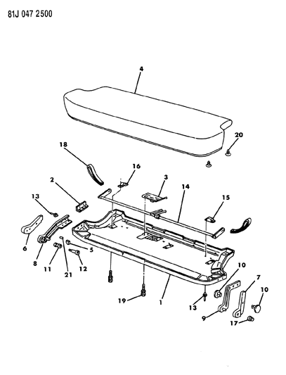 1986 Jeep Wagoneer Frame & Pad Rear Seat Diagram