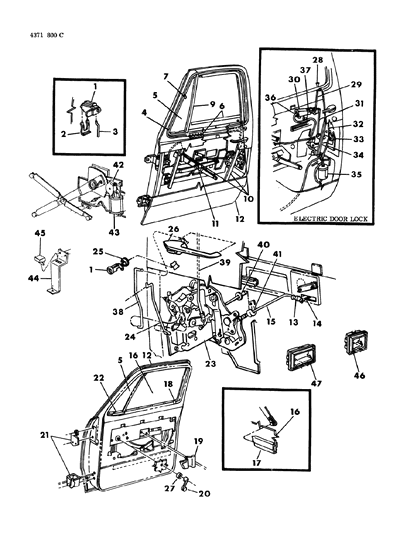 1985 Dodge W350 Door, Front Complete Diagram