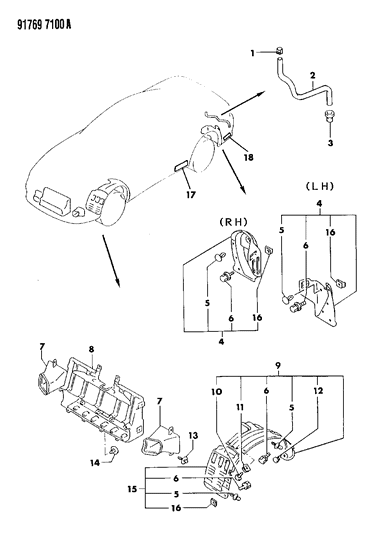 1991 Dodge Stealth Cover, Shield Diagram