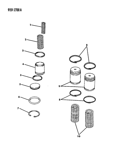 1989 Dodge Caravan Accumulator Piston & Spring Diagram