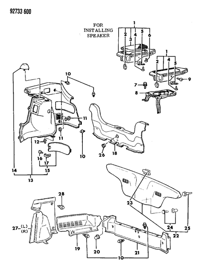1992 Dodge Colt Lift Gate Trim Diagram