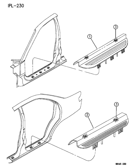 1996 Dodge Neon Scuff Plates - Front & Rear Diagram