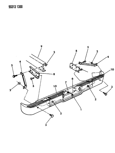 1993 Dodge Dakota Bumper, Rear Diagram