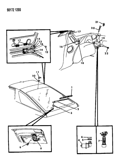 1990 Dodge Daytona Liftgate Wiper & Washer System Diagram
