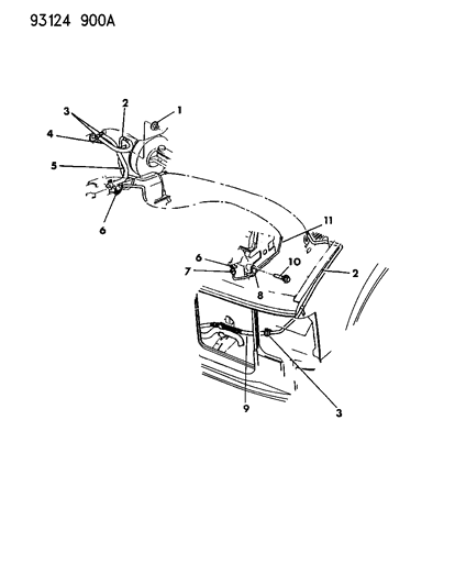 1993 Dodge Grand Caravan Plumbing - Heater Diagram 1