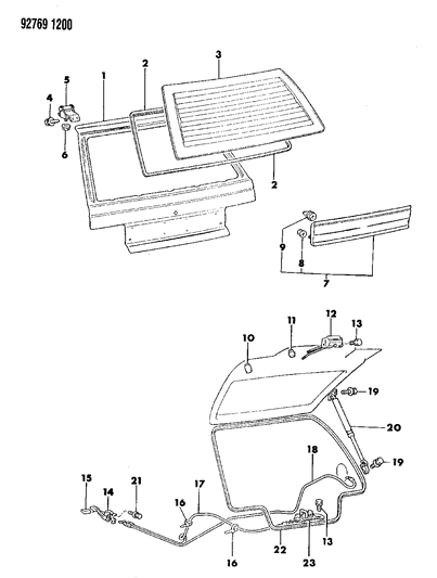 1992 Dodge Colt Liftgate Panel And Glass Diagram