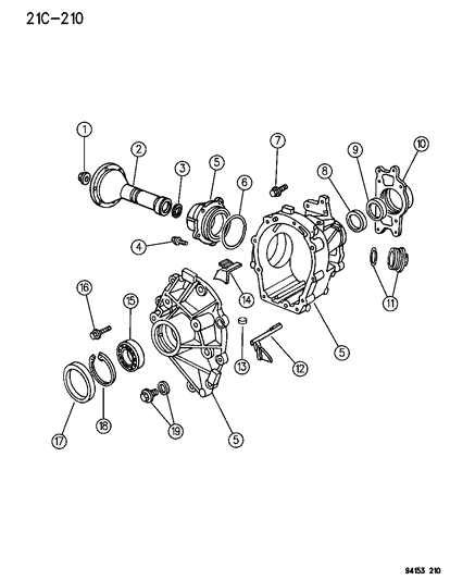 1994 Dodge Grand Caravan Transfer Case & Housing Diagram