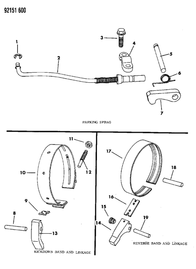 1992 Chrysler Town & Country Bands, Reverse & Kickdown With Parking Sprag Diagram