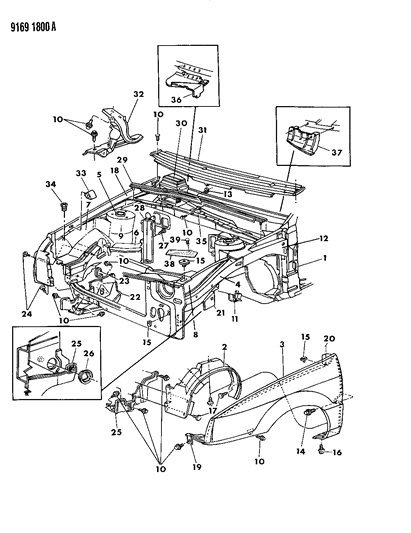 1989 Dodge Shadow Fender & Shield Diagram