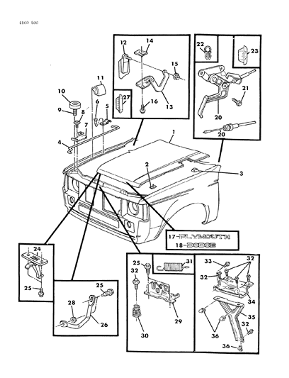 1984 Dodge Rampage Hood Diagram