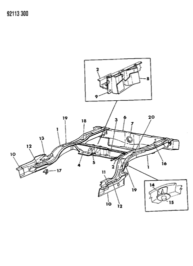 1992 Chrysler LeBaron GTC Frame Rear Diagram