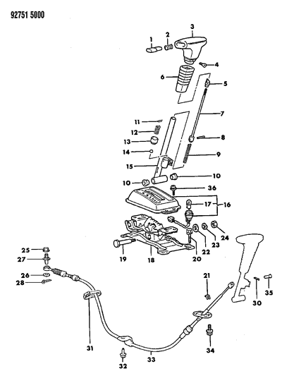 1994 Dodge Colt Controls, Gearshift Diagram 2