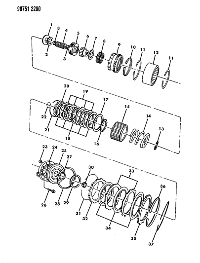 1990 Dodge Ram 50 Clutch, Overdrive With Gear Train Diagram