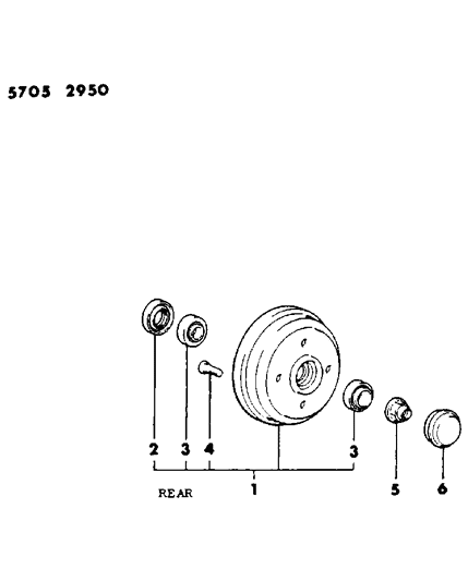 1985 Dodge Colt Brake Drum & Bearings, Rear Diagram