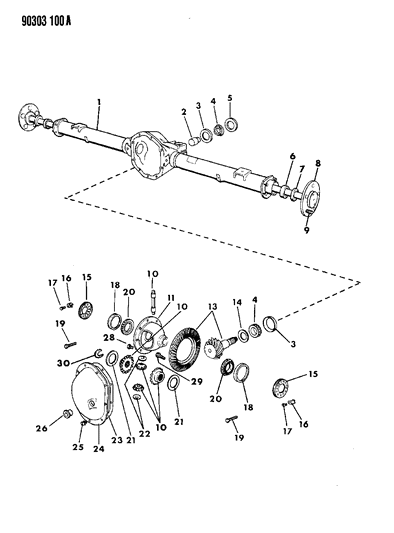 1993 Dodge Dakota Axle, Rear, With Differential And Carrier Diagram 1