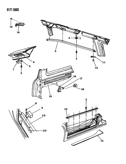 1989 Dodge Caravan Door, Sliding Track Diagram