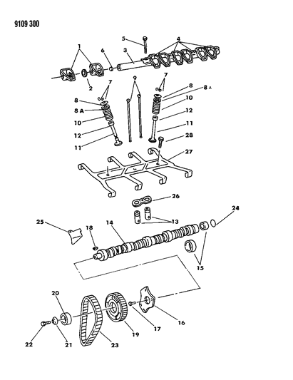 1989 Dodge Diplomat Camshaft & Valves Diagram