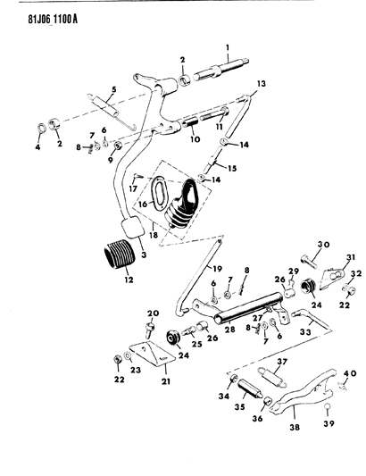 1986 Jeep J20 Pedal - Clutch Linkage Diagram