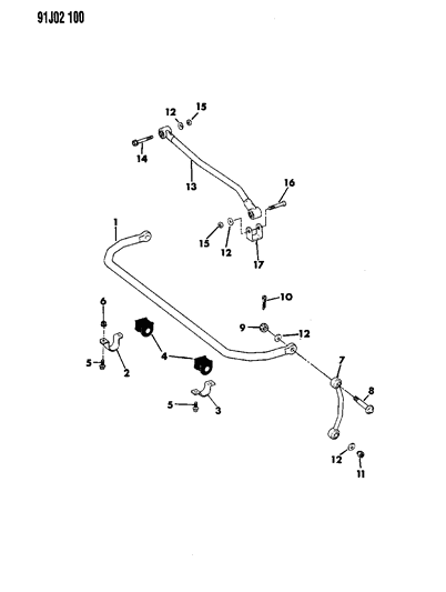 1992 Jeep Wrangler STABILIZE-R Front Track Diagram for 52040403