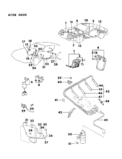 1984 Chrysler Conquest Cable Set Spark Plug Diagram for MD027766