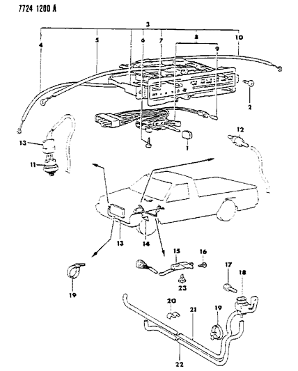 1987 Dodge Ram 50 Controls, Heater & Air Conditioner Diagram