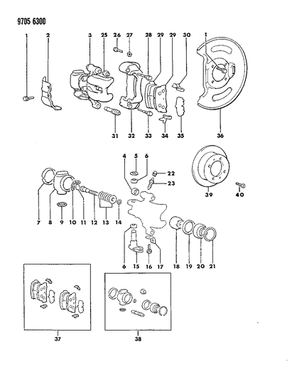 1989 Chrysler Conquest Rear, Brake Disc Diagram