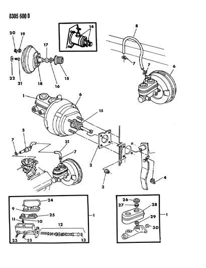 1988 Dodge D350 Booster - Master Cylinder Diagram