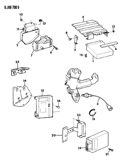 1990 Jeep Cherokee Microprocessors & Oxygen Sensors Diagram