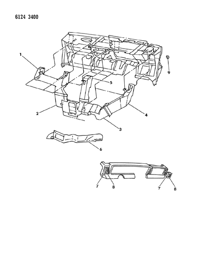1986 Chrysler Town & Country Air Distribution, Duct, Outlet, Louver, Housing Diagram