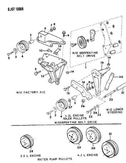 1990 Jeep Wrangler Pulley-Idler Diagram for 53002905