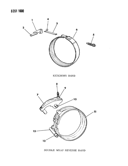 1989 Dodge Ramcharger Bands, Reverse & Kickdown With Linkage Diagram 1