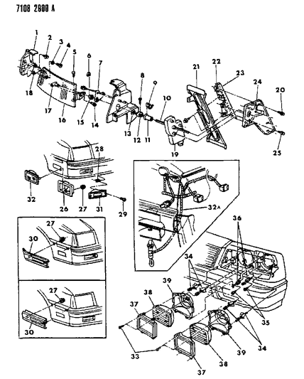 1987 Chrysler LeBaron Premium Lamps - Front Diagram