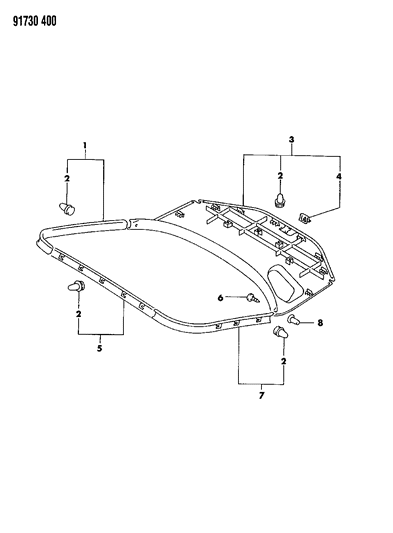 1991 Dodge Stealth Tailgate Trim Diagram