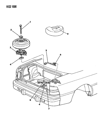 1989 Chrysler LeBaron GTC Jack & Spare Tire Stowage Diagram