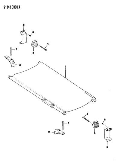 1991 Jeep Cherokee Bracket Rod RETAINER LH Diagram for 5AF63KY6