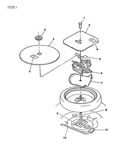 1985 Dodge Charger Jack & Spare Tire Stowage Diagram