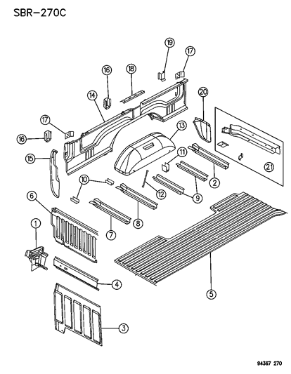 1995 Dodge Ram 1500 Floor Box & Panel Diagram