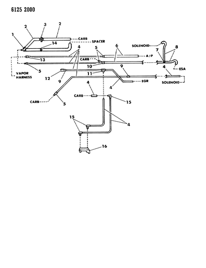 1986 Dodge Caravan EGR Hose Harness Diagram 4